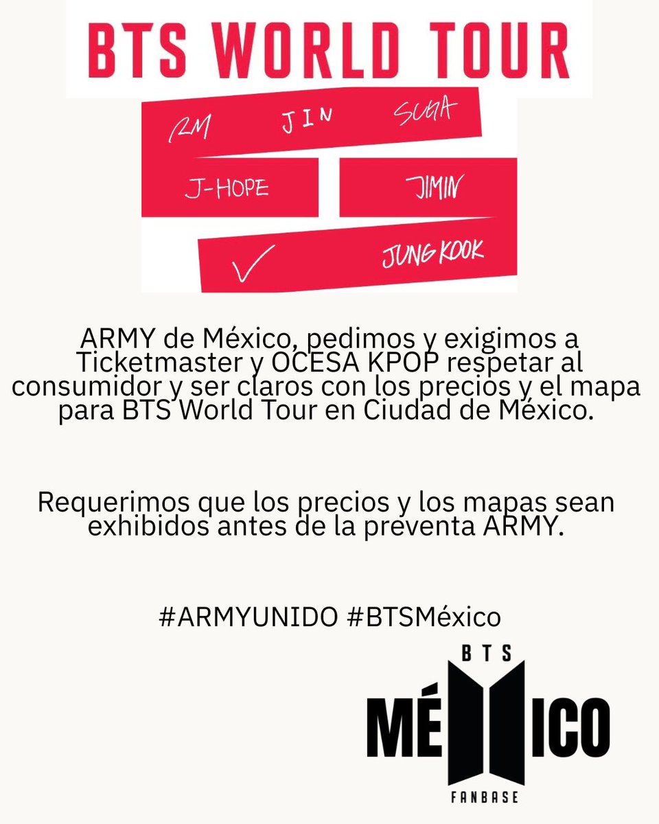 btsmexico_'s tweet image. BTS México exigimos claridad @Ticketmaster_Me
@ocesa_kpop

#ARMYUNIDO #BTSMéxico