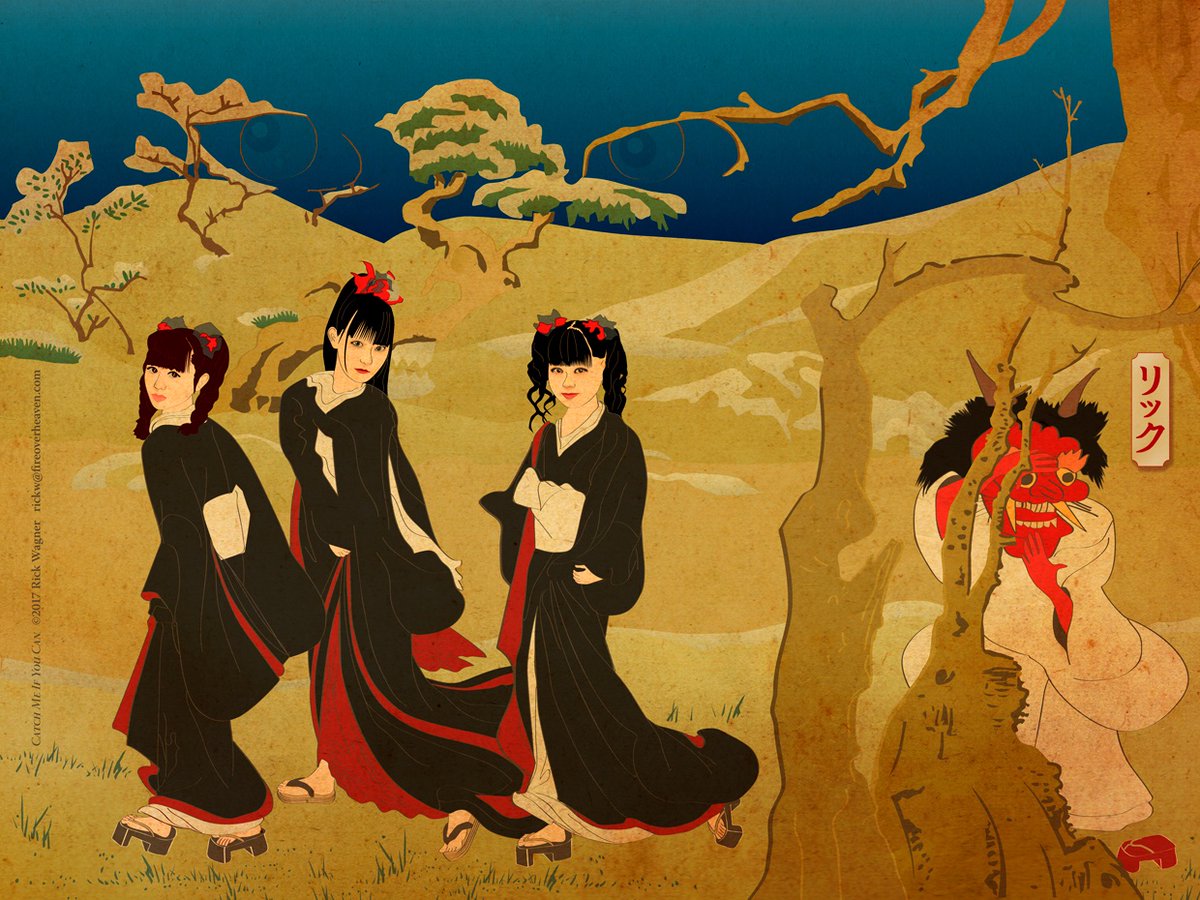 fireoverheaven's tweet photo. Catch Me If You Can -  
Ukiyo-e style illustration  
#babymetal #catchmeifyoucan #cmiyc #MaadaDaYo
#リック https://t.co/QsLvZkN9nV