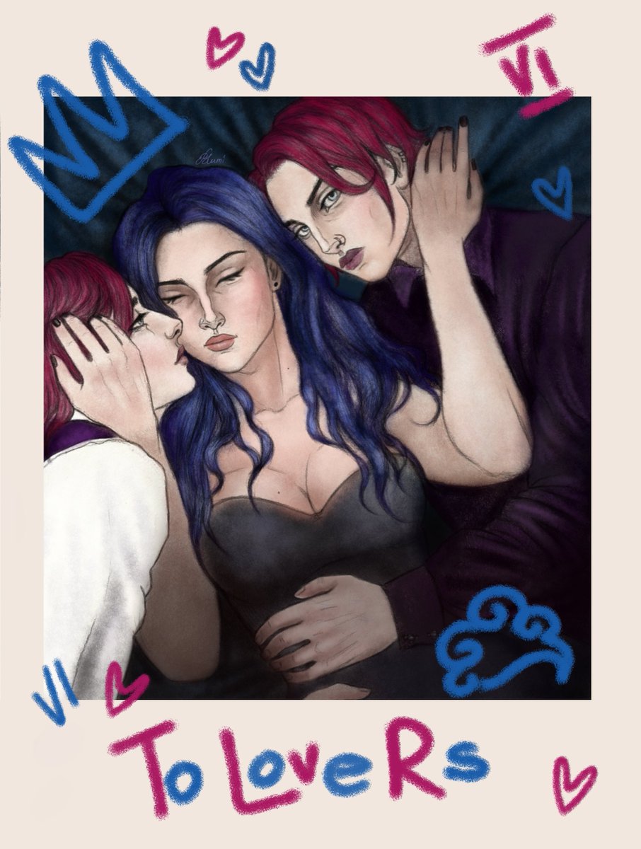 just posted ch. 15 of my cait/vi/violet love triangle fic,

_ _ _ _ _ _ _ to Lovers!

archiveofourown.org/works/71181716…

the amazing artwork below is by <a href="/inbluemills/">BLUMI👼🏻</a> ❤️❤️