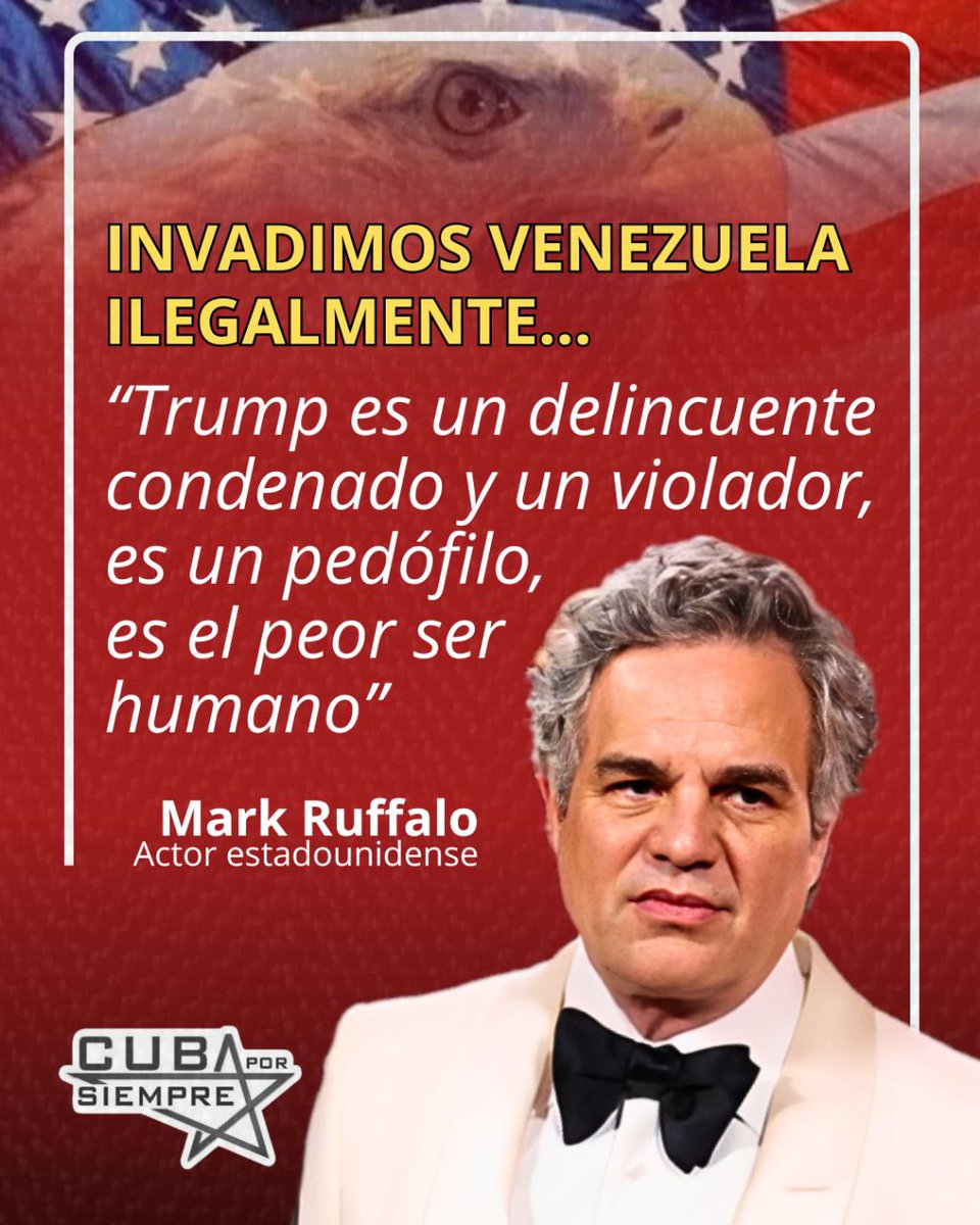 🇺🇸 En una impactante declaración ofrecida durante la celebración de los Globos de Oro, el actor y activista Mark Ruffalo rechazó frontalmente la intervención de Estados Unidos en Venezuela, a la que calificó como una "invasión ilegal".