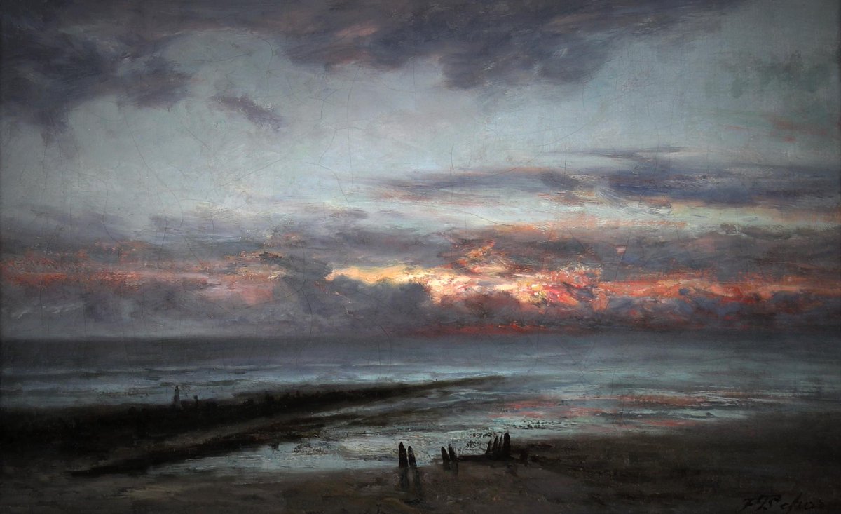 DailyClassicArt's tweet image. Théodore Tscharner - "Nightfall on the North Sea" (c.1880)