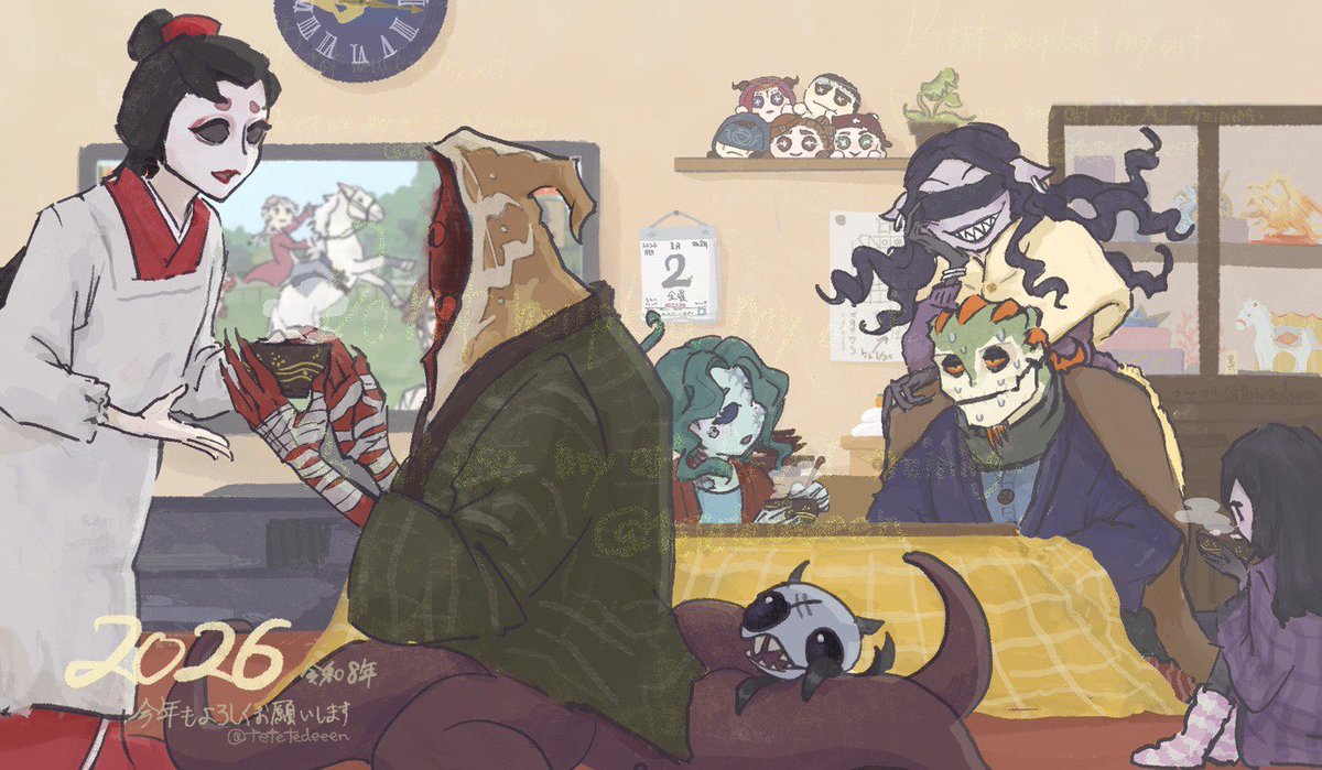 tetetedeeen's tweet image. 元は年賀絵だった大遅刻の今年もよろしくお願いします絵