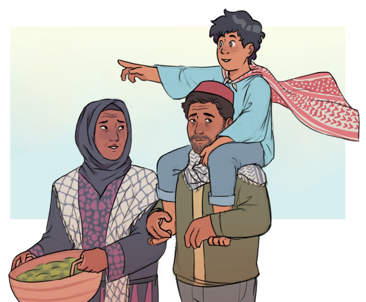 JesnCin's tweet image. Careem "Khalil" Kanaan and his family. 

Concept art for the upcoming Son of Al-Khalil zine where Superman lands in Palestine @sonofalkhalilzn