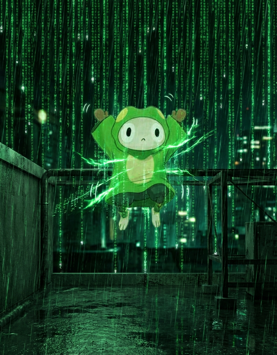 just took the orange pill and saw the code 👾 Matrix frog dodging bear markets like Neo dodges bullets 💚 there is no spoon only BABEL gains