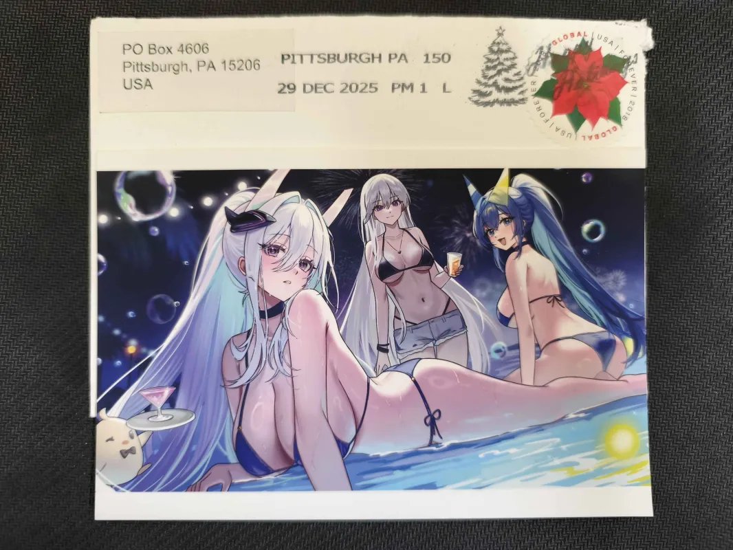 AzurField's tweet image. Wishing Azur Field a fantastic year ahead! 🌟

現在這種凡事都傳訊息的時代，能收到一份親手繪製、親筆寫下的明信片，真的是最奢侈的幸福。

這份跨越一萬公里的祝福，出自 @AAAAAAriko  老師筆下生動的線條與溫暖的文字。

也祝福指揮官們來年精彩萬分！