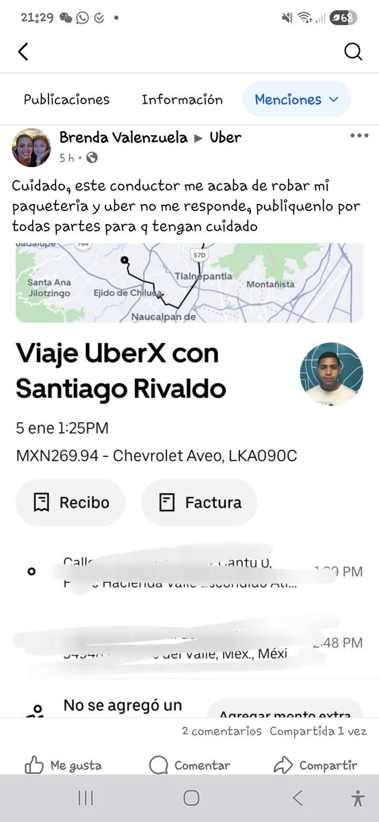 ltn_bren's tweet photo. Cuidado com este fulanito, me robo mi paquete de entrega de uber y @Uber_MEX  no responde https://t.co/6nd1fI6epU