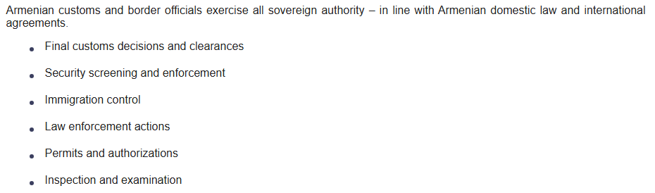 Armenia and the U.S. signed in Washington, DC the TRIPP Implementation Framework, outlining operational details of the TRIPP project. The Armenia state exercises full sovereignty over its entire territory, including borders, customs, law enforcement, and jurisdictional authority.