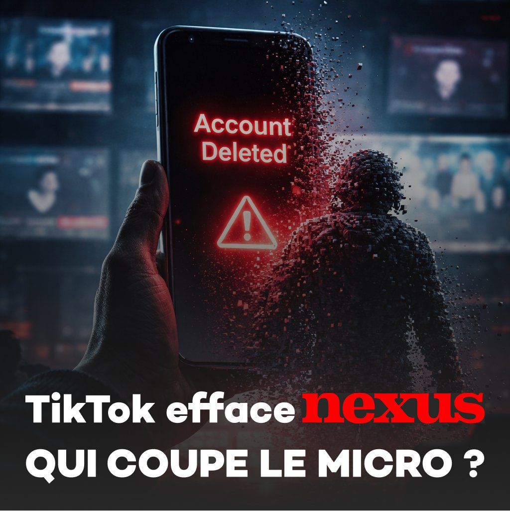 CENSURE : ASSEZ : 75% —> ON FINIT.
Ils ont appuyé sur un bouton. Et d'un clic, <a href="/MagazineNexus/">Magazine Nexus</a> disparaît de TikTok.
(tapez voxact dans google ;-)

Pas un débat. Pas une audience. Pas une contradiction. Juste le grand trou noir numérique : "compte supprimé". Dans la nouvelle