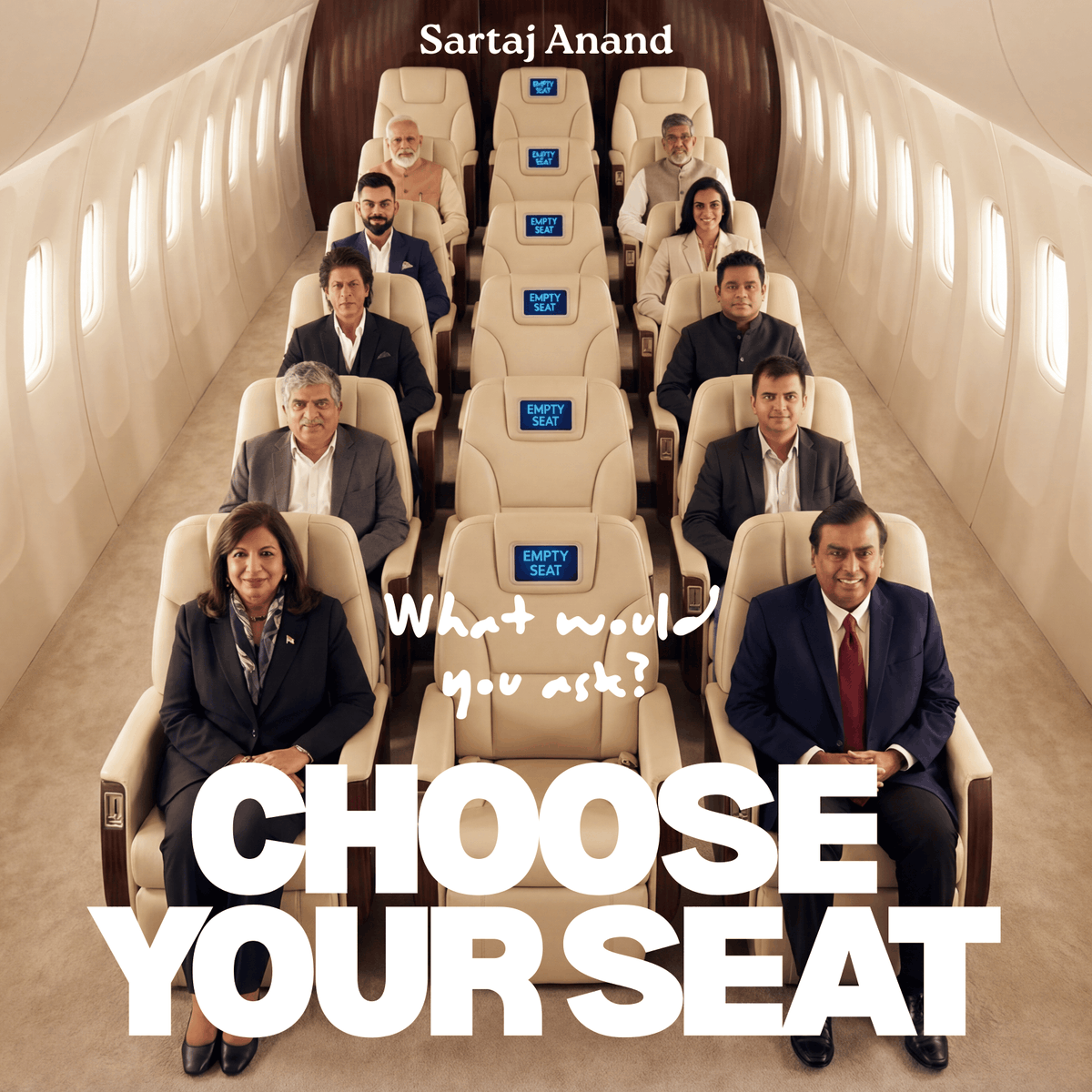 It’s 2026. You board a flight and realize it’s the wrong one. It’s a private offsite in the sky. Every seat is taken by someone quietly (and not so quietly) bending India. No selfies. No pitches. You only get one question.

Where do you sit, and what do you have to ask?