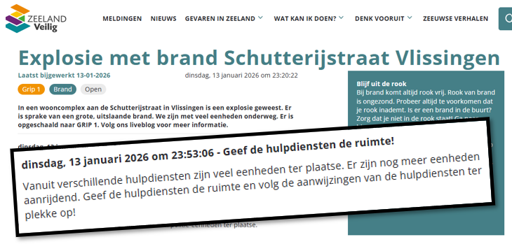 112 melding Explosie en brand in Vlissingen