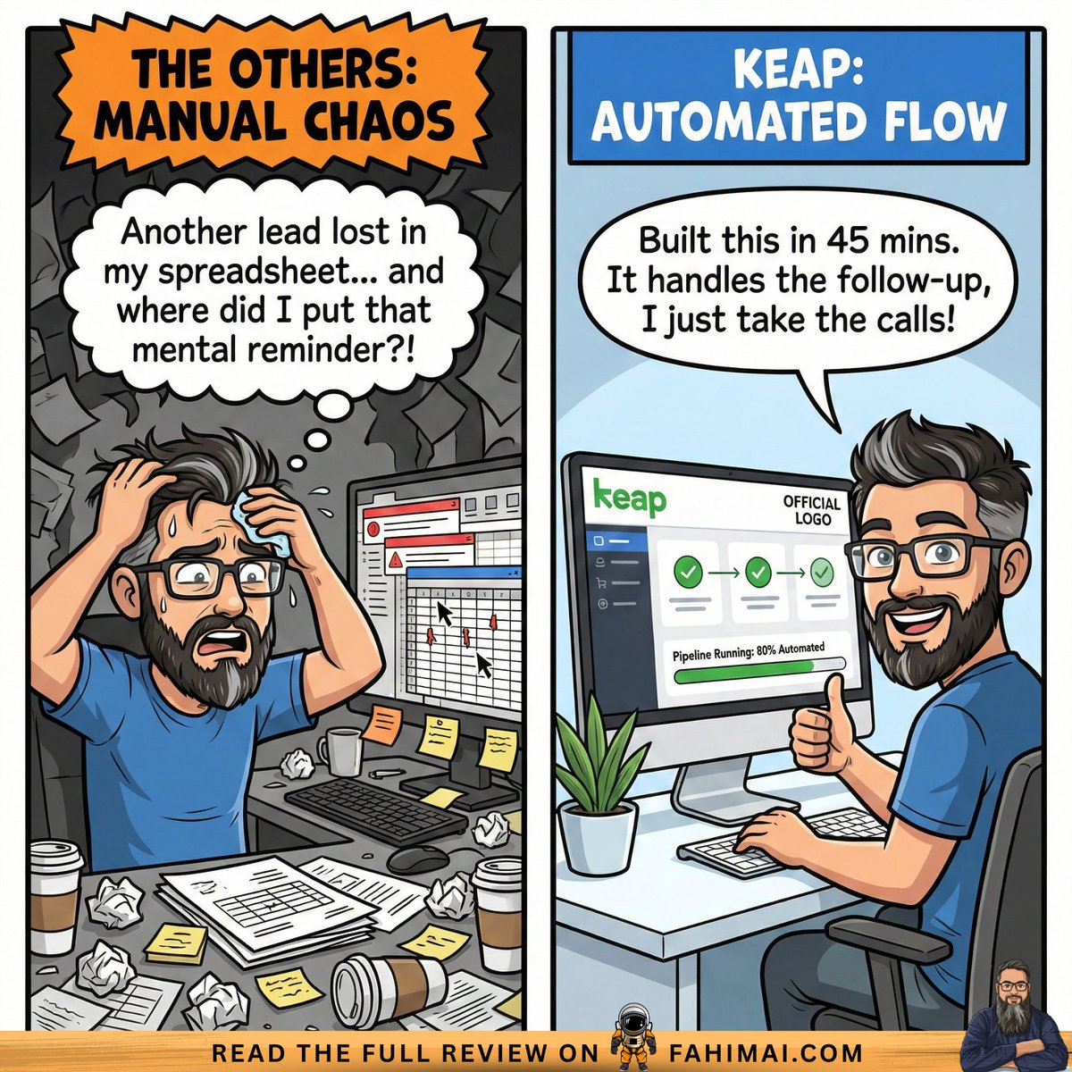 FahimAIreviews's tweet photo. I automated 80% of my business with Keap – full breakdown. 🚀

Messy spreadsheets &amp; manual emails. 

Visual pipelines, tagging &amp; auto-booking.

They fixed the learning curve. 

This is the automation engine small businesses need. https://t.co/z83U2ups9Z