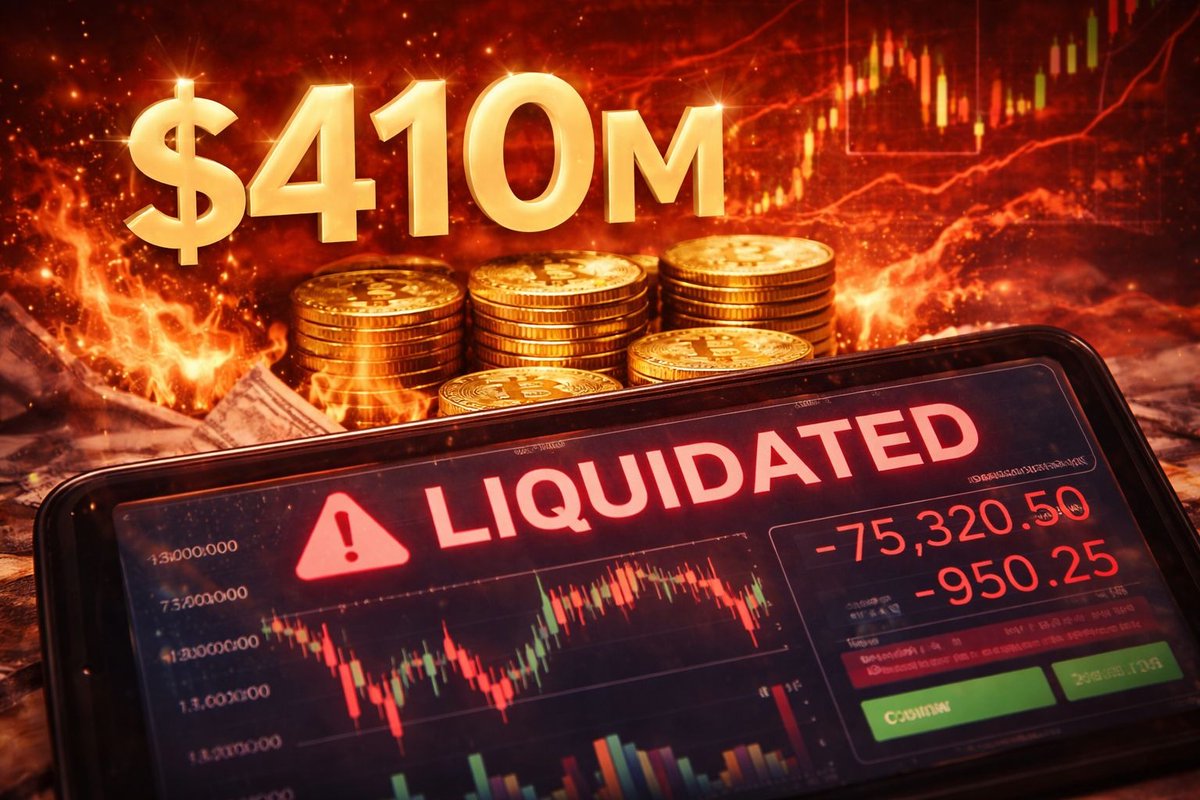 OVER $410 MILLION IN CRYPTO SHORTS LIQUIDATED IN 60 MINUTES More than $410  million worth of crypto short positions were liquidated in the past 60  minutes, as a sharp market move triggered