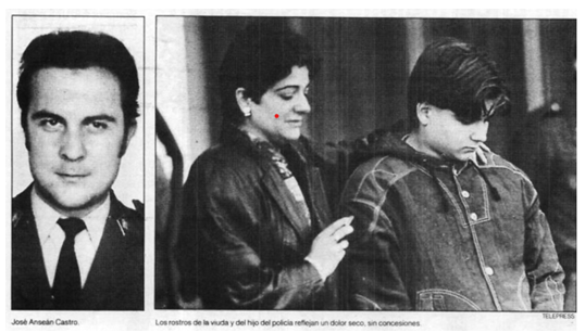 #TalDiaComoHoy de 1992 ETA asesinó al policía José Anseán delante de su mujer

Ella sufrió una grave depresión y su hijo, de 14 años tuvo que recibir tratamiento psiquiátrico y se acabó suicidando

Historias como la de esta familia deberían explicarse en todos los colegios vascos