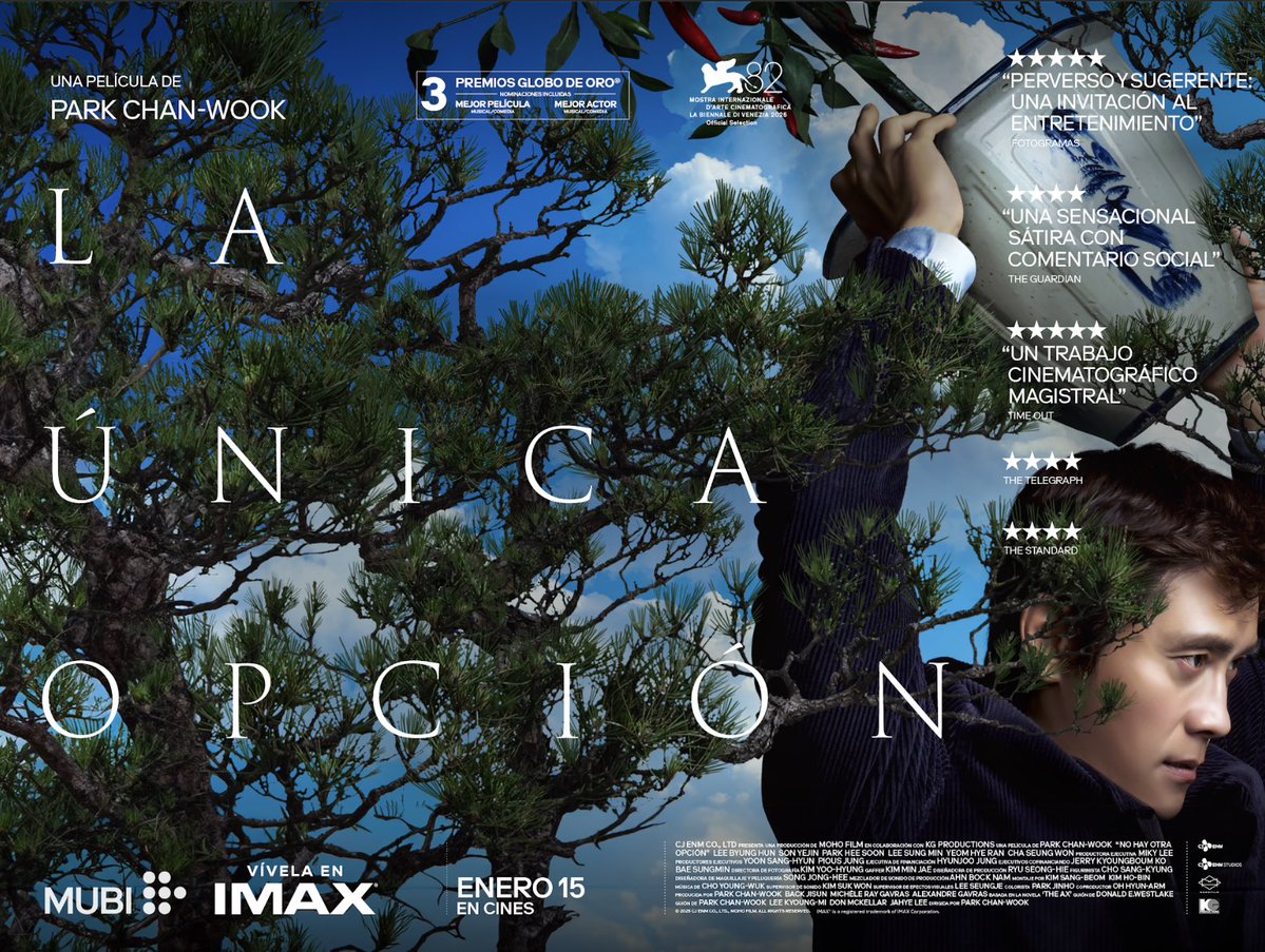 El cine que se vive a lo grande llega a México.
🎬 La única opción, la nueva película de Park Chan-Wook, protagonizada por Lee Byung-Hun y Son Ye-Jin, se estrena a partir del 15 de enero de 2026 en pantallas IMAX® de Cinépolis y Cinemex.

Del 15 al 21 de enero, sé parte de un