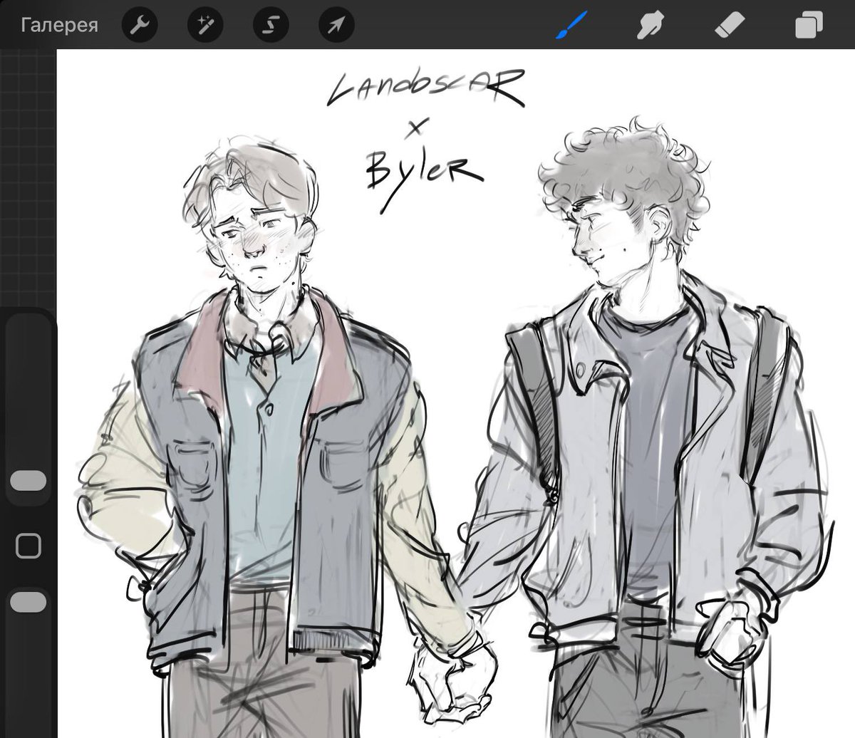 heikkkii's tweet image. my old sketch with #landoscar x #byler xddd