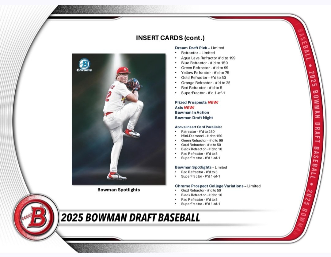 KnTSportscards's tweet image. New Release Bowman Draft Baseball 2025. I will also be doing a 8 box case break on this. Details to follow #newrelease #bowmandraft #casebreak #lcs