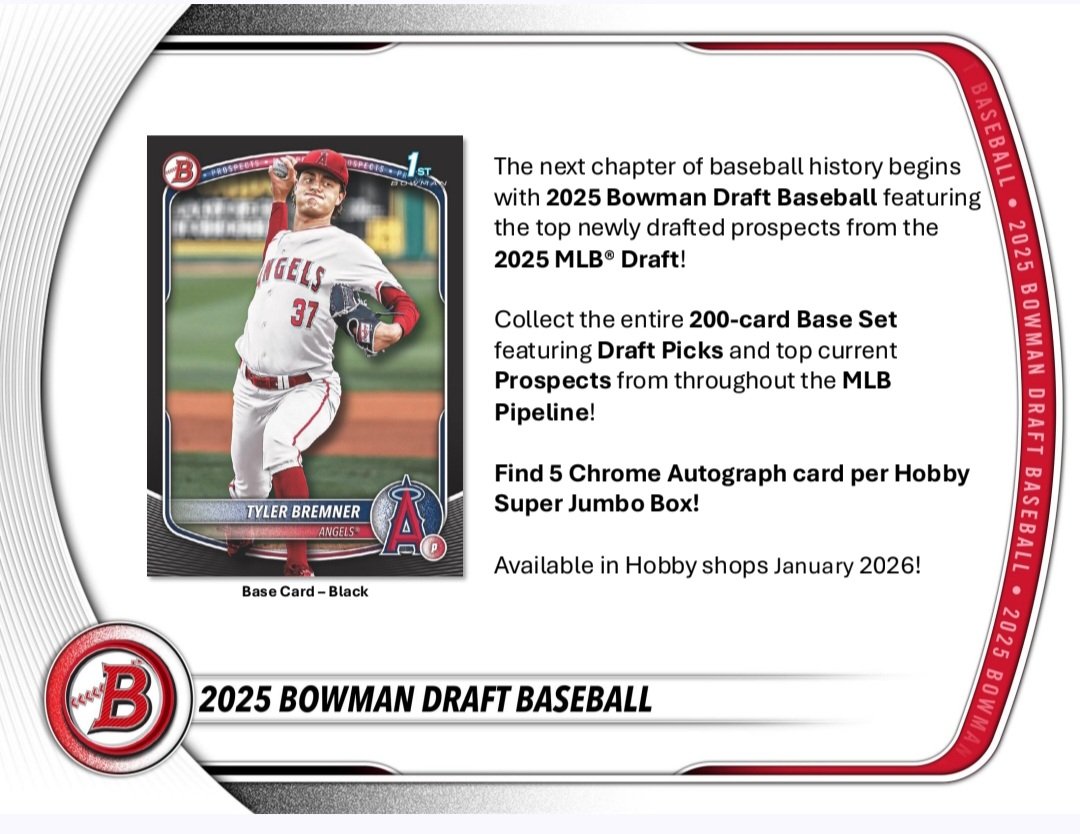 KnTSportscards's tweet image. New Release Bowman Draft Baseball 2025. I will also be doing a 8 box case break on this. Details to follow #newrelease #bowmandraft #casebreak #lcs