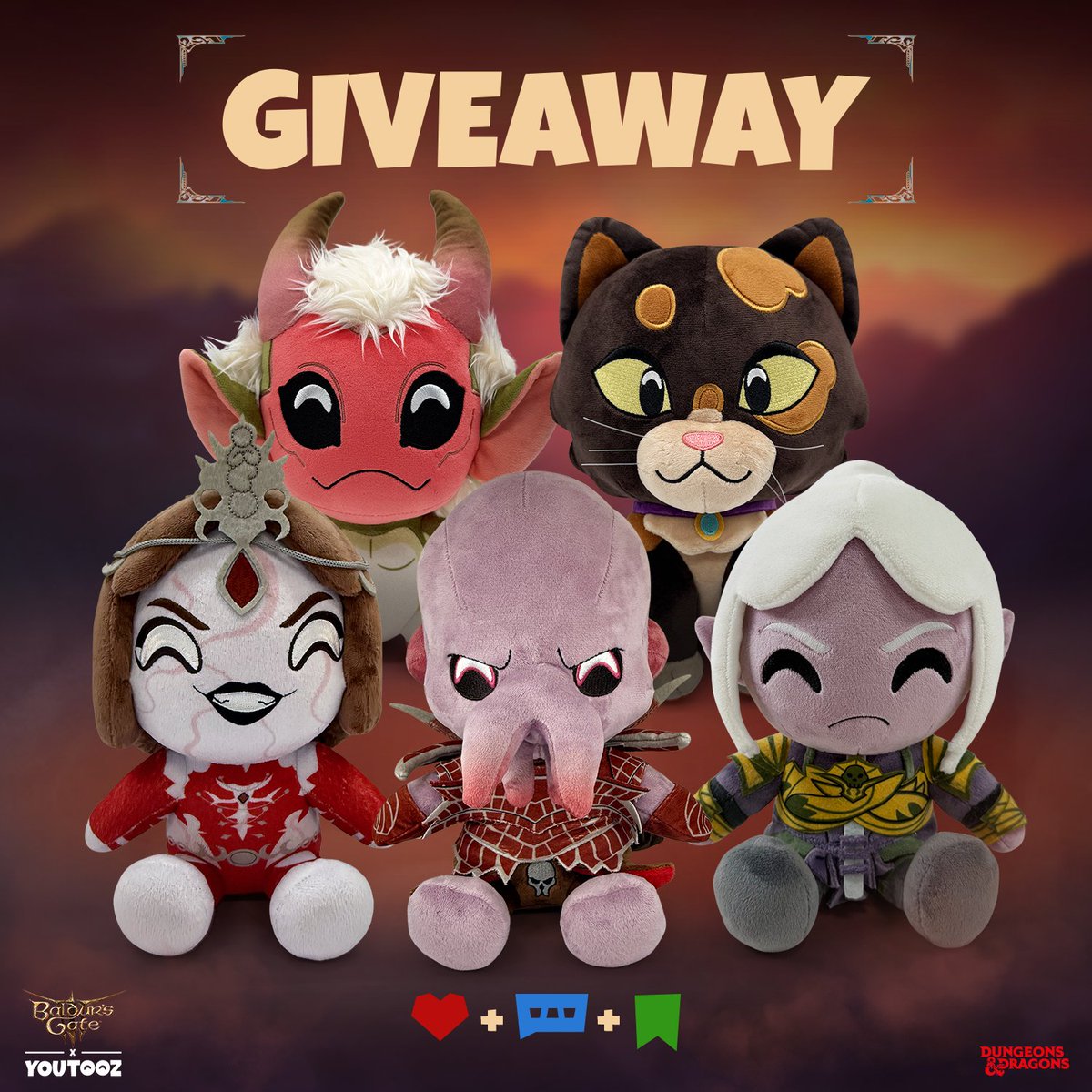 happy giveaway #toozday, Baldur's Gate 3 edition!

for a chance to win a Baldur's Gate 3 plush of your choice:

like + comment + retweet❤️💬♻️

5 winners announced Jan 20th!