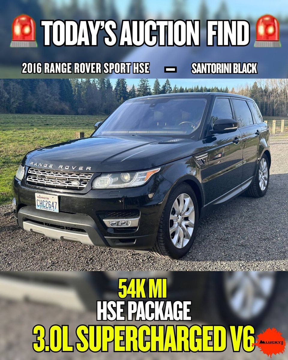 Lucky8OffRoad's tweet image. Auction Find 👀 2016 Range Rover Sport HSE
3.0L supercharged V6 • 8-speed auto • full-time AWD  
~54,800 miles • Santorini Black/black • clean WA title  
Vancouver, WA • private party sale  
Factory: 340 hp / 332 lb-ft  
Ends Jan 14 ⏰#RangeRoverSport #LandRover #AuctionFind