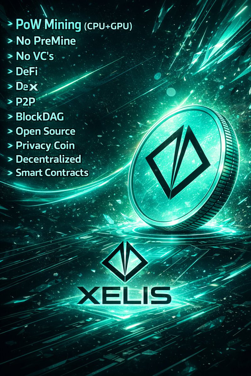 ✓ PoW Mining (CPU+GPU+Android) ✓ XelisHashV3 ✓ No PreMine ✓ DeFi ✓ P2P ✓  Open Source ✓ Privacy Coin ✓ Smart Contracts JUST $XEL 🚀