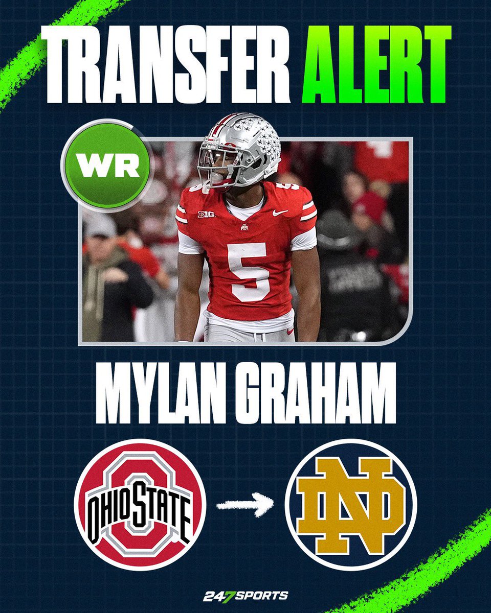 Notre Dame has now landed Ohio State WRs Quincy Porter and Mylan Graham ☘️👀

Both were 5🌟 recruits coming out of high school.