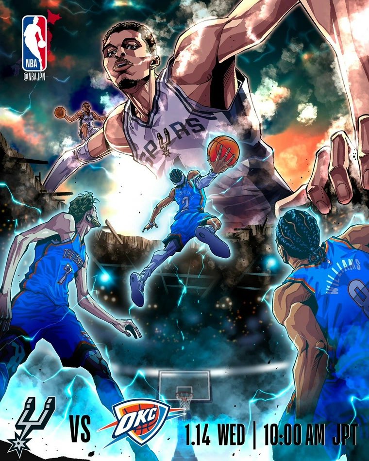 LegionHoops's tweet image. NBA Japan released a poster ahead of Thunder-Spurs tonight

This is so sick