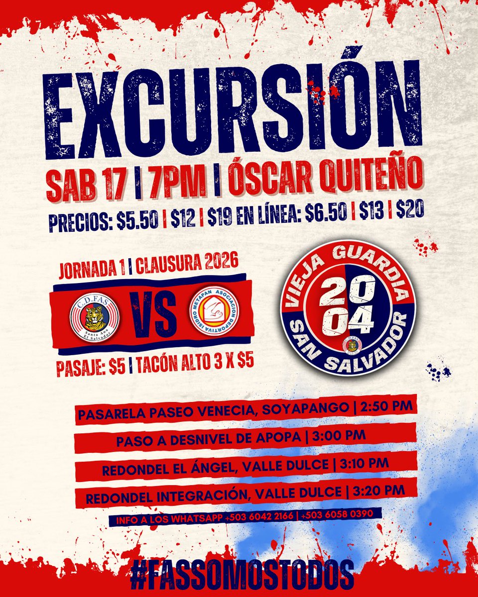 ¡𝑬𝑺𝑻𝑨 𝑳𝑶𝑪𝑼𝑹𝑨 𝑵𝑶 𝑻𝑰𝑬𝑵𝑬 𝑪𝑼𝑹𝑨! 🔥🟥🟦

Esᴛᴇ sáʙᴀᴅᴏ 17 ᴅᴇ ᴇɴᴇʀᴏ, ᴘʀɪᴍᴇʀ ᴘᴀʀᴛɪᴅᴏ ᴇɴ ᴄᴀsᴀ ʏ ᴘʀɪᴍᴇʀᴀ ᴇxᴄᴜʀsɪóɴ ᴅᴇʟ ᴛᴏʀɴᴇᴏ 🚌🎶🥁

⏰ 𝟳:𝟬𝟬 𝗽.𝗺. | 🔴🔵
📍 𝗥𝗲𝗴𝗿𝗲𝘀𝗼 𝗵𝗮𝘀𝘁𝗮 𝗧𝗜𝗖𝗦𝗔, 𝗖𝗮𝗿𝗿𝗲𝘁𝗲𝗿𝗮 𝗱𝗲 𝗢𝗿𝗼.