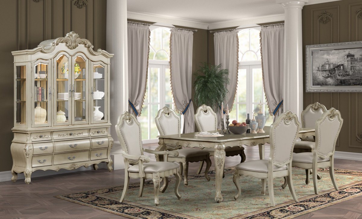 ambfurniture's tweet image. ***Savings Sale Event Going On Now***Mc Ferran D8300-7PC 7 pc Victoria antique bone white finish wood brushed accents dining table set. Discounted Price When You Add To Cart up to 35% off. Click Financing For Easy Payment Options at ambfurniture.com/mc-ferran-d830… #dining #diningtable
