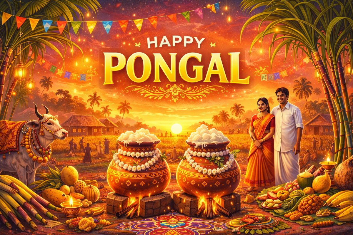 arvindmausam's tweet photo. Pongal celebrates gratitude to nature, farmers, and the Sun God for a bountiful harvest.
It reflects the rich agrarian culture of Tamil Nadu and the spirit of togetherness.
Wishing everyone a season filled with prosperity and happiness. 🌾☀️
#Happy_Pongal https://t.co/Rcwv3SRrTH