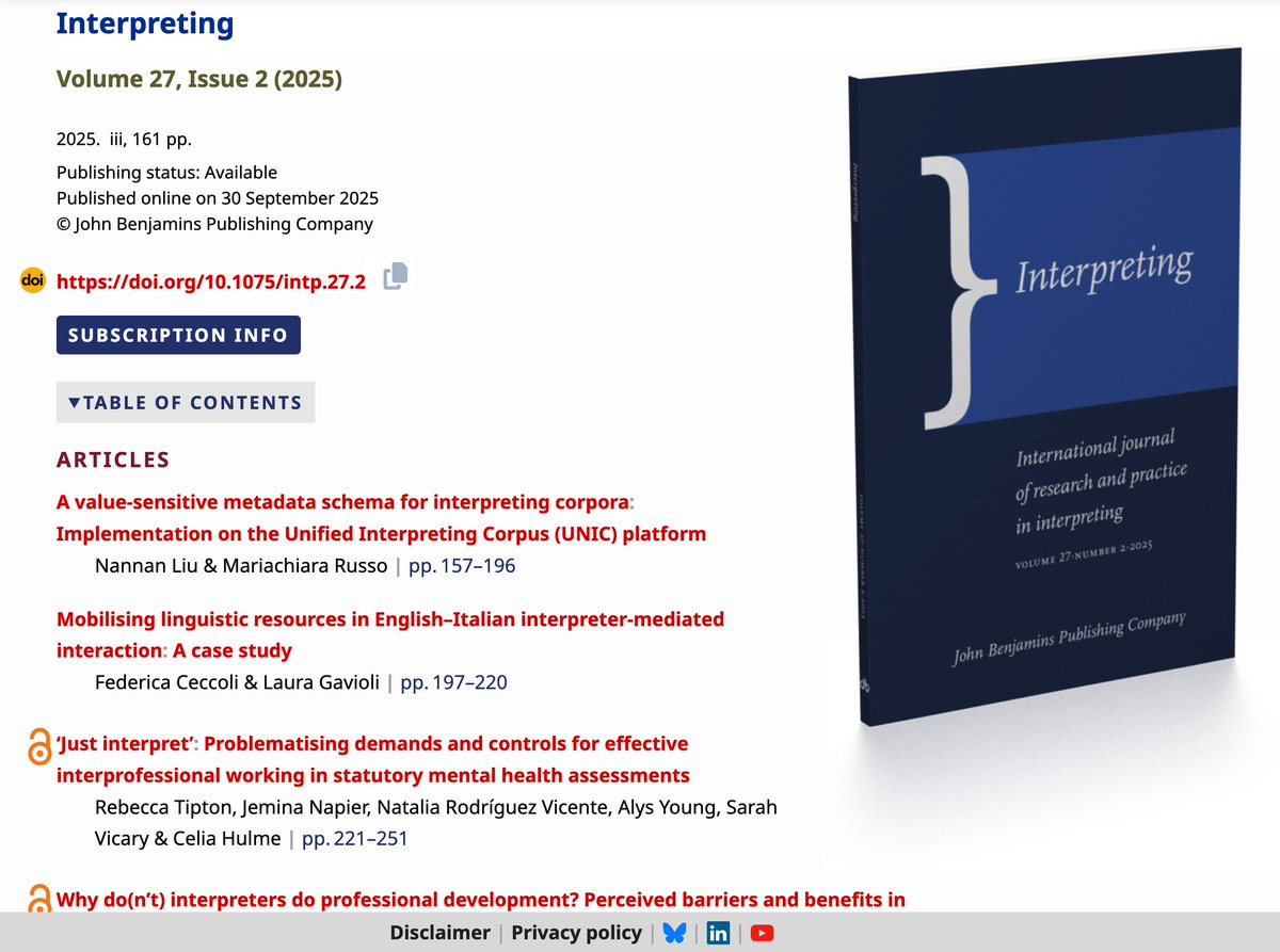 Interpreting / Journal of Interpreting Studies tweet media