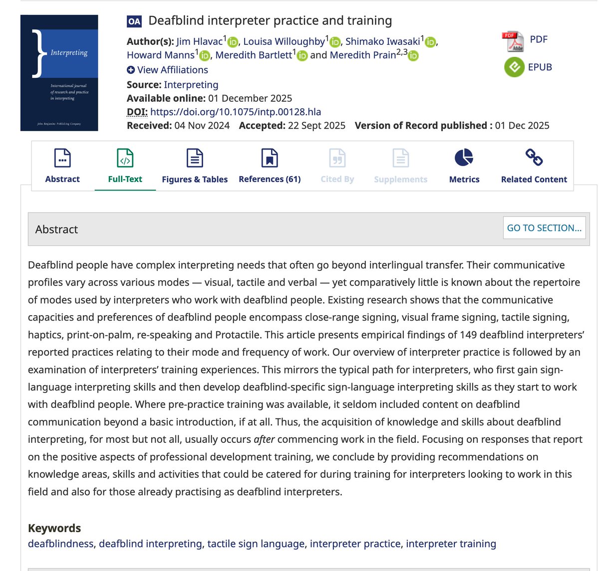 Interpreting / Journal of Interpreting Studies tweet media