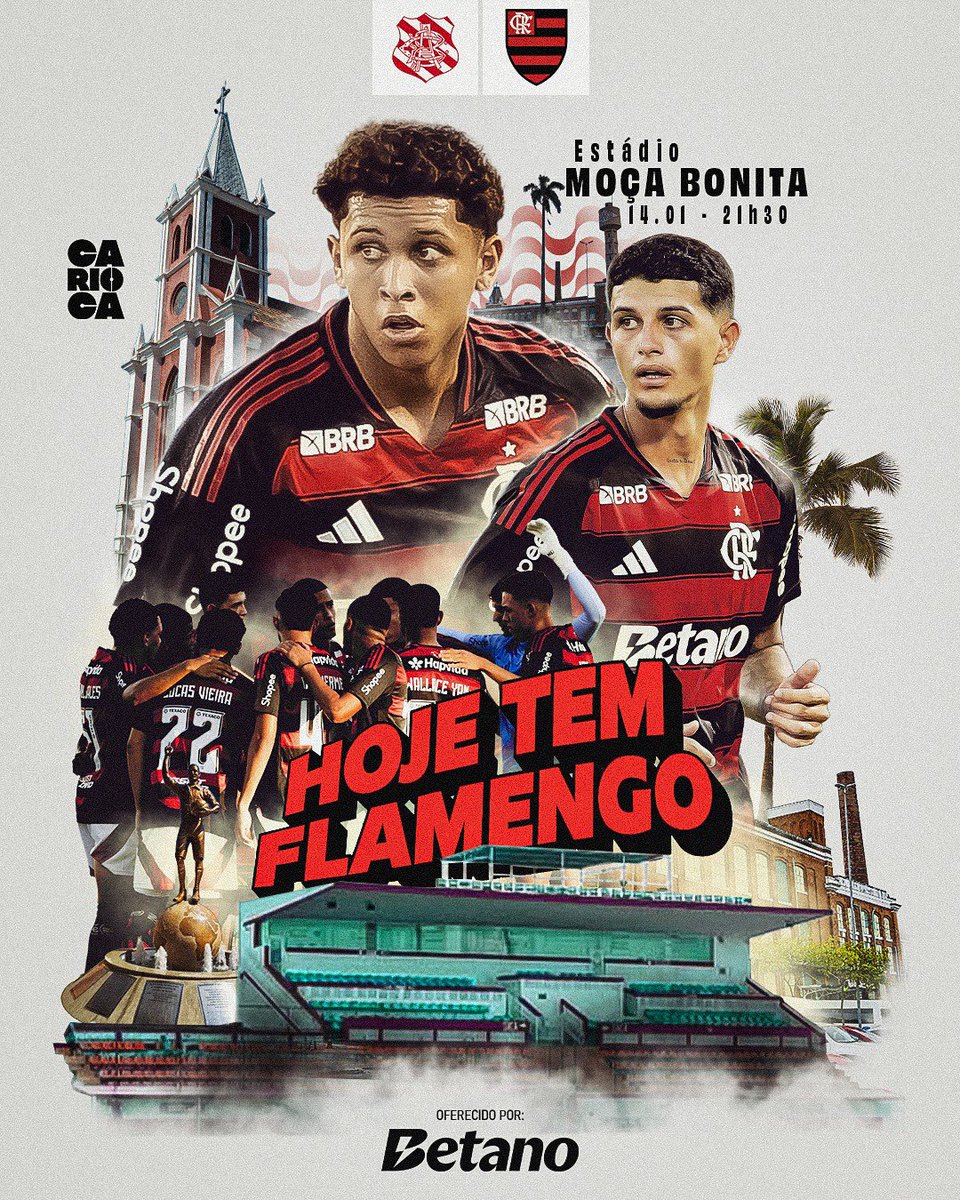 Flamengo's tweet image. HOJE TEM MENGÃO EM CAMPO! A partir das 21:30, no Estádio Moça Bonita, o Flamengo enfrenta o Bangu em partida válida pela 1ª rodada do Cariocão!

VAI PRA CIMA DELES, MENGOOOOOOO! 

📺 A Nação que está fora do Brasil, acompanha a partida AO VIVO E COM IMAGENS pela Flamengo TV, com…