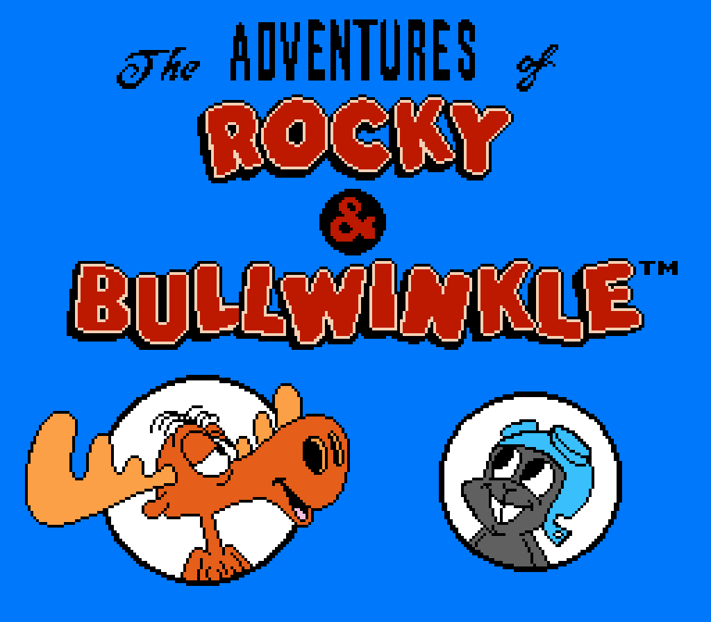 MrColaStudios's tweet photo. Hello there, folks! I can't believe I'm technically the first to remake the Rocky and Bullwinkle NES title screen to look more official than ever. (The one in the middle is the original, by the way, if you didn't already know.) This was also done on Pixel Studio Mobile. https://t.co/rZLG0Rkxie