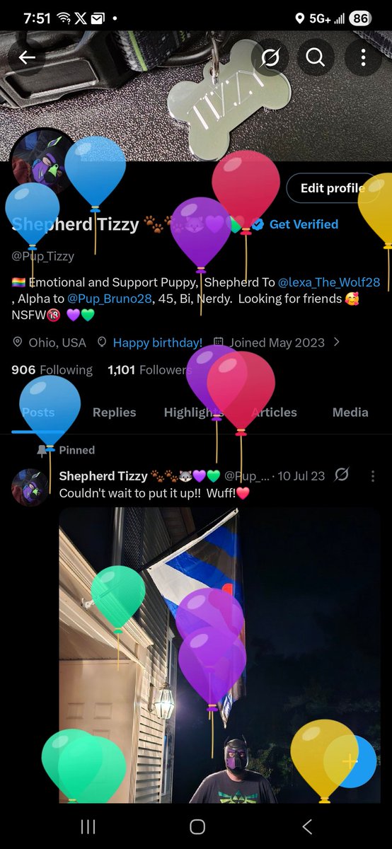 Pup_Tizzy's tweet image. Its that time of the year again.  Yay!  I made it around the Sun again.  💜💚🥰  Awruff!