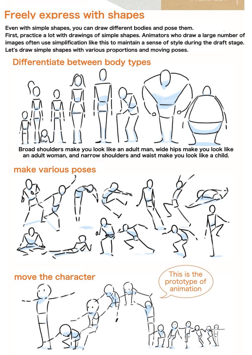 Draw the whole body with simple shapes! !