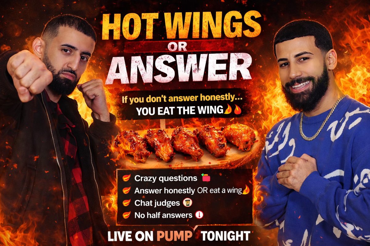 We are LIVEEE on pump fun habibis!! Pulll up now! HOT WINGS OR ANSWER STREAM !!