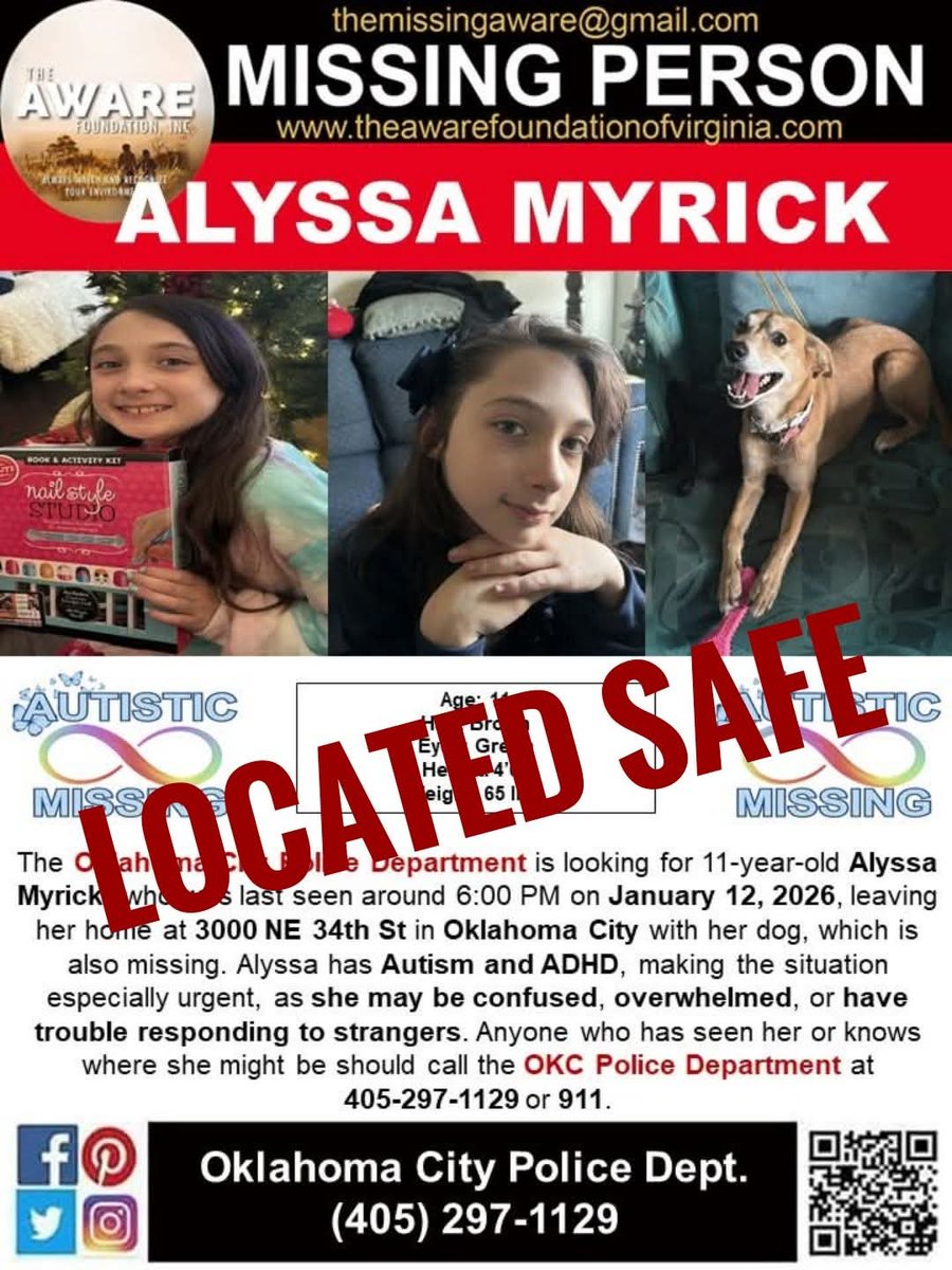 UPDATE: Wonderful news! The child has been located and is SAFE.  Thanks again for your help.  

 #TheAWAREFoundationInc