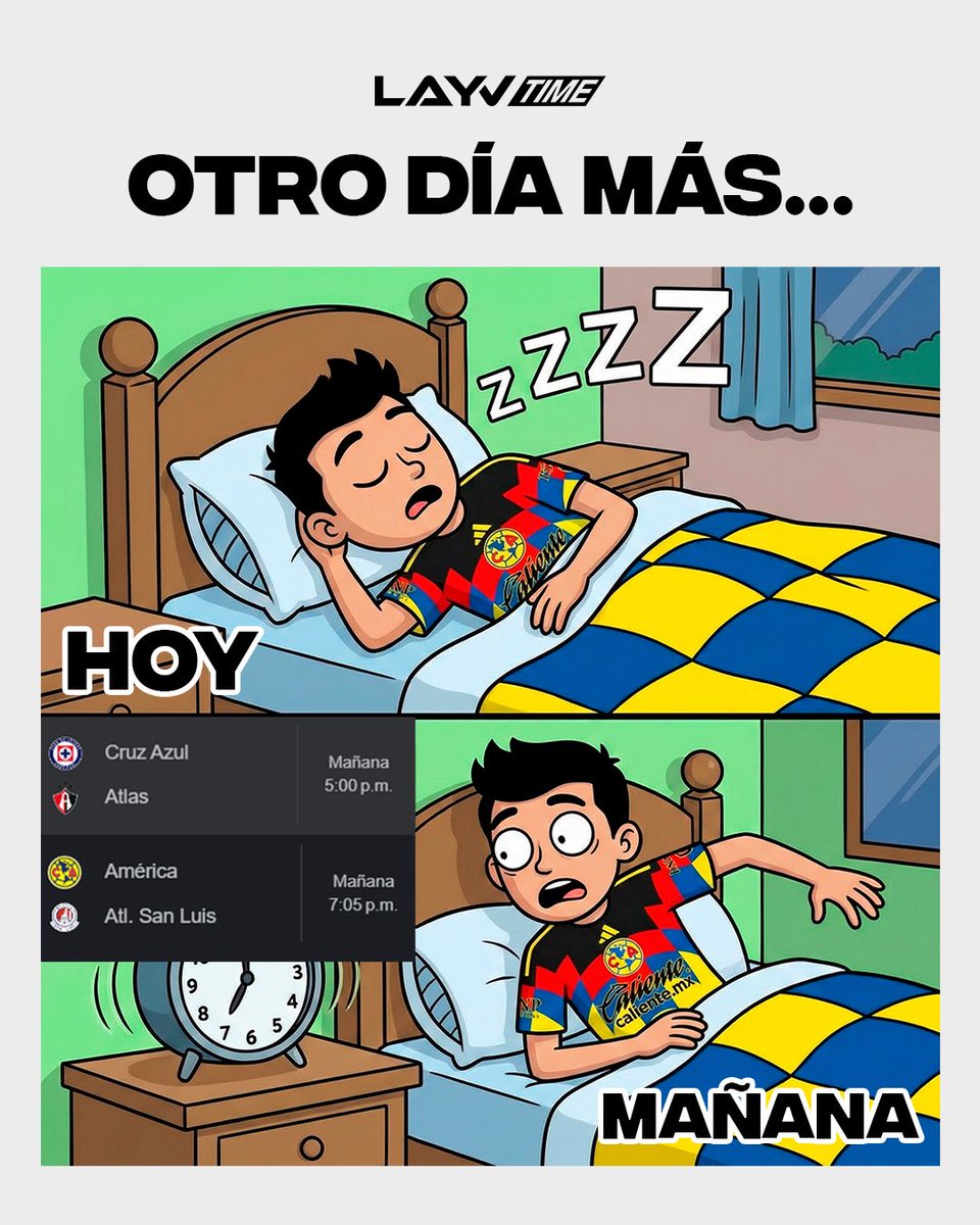 layvtime's tweet image. CUANDO ES MARTES… PERO TE ACUERDAS QUE MAÑANA JUEGA EL AME 😱😎

Se viene DOBLE PARTIDAZO en LayvTime:
🕔 Cruz Azul vs Atlas
🕢 América vs San Luis

Y lo vas a vivir GRATIS en nuestro canal de YouTube: LayvTime 🔥

Quién ya lo tiene agendado?