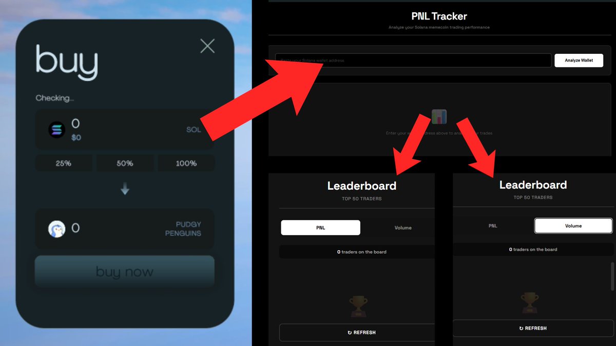 TOKEN TRADING LEADERBOARD BUILT IN <a href="/_portals_/">Portals</a>  USING IFRAMES 🚀

Trade a token inside my space 🛒

Click the PnL Tracker button (opens an iFrame) 🖥️

Enter your username and wallet address, it tracks trades in my space 📊

View your rank on the leaderboard 🏆

Space Releasing 🔜