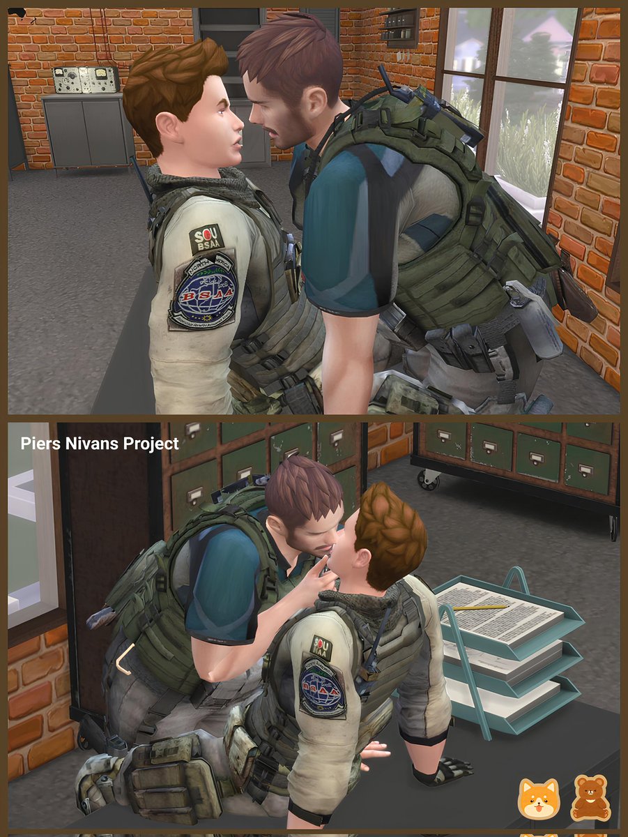 Meanwhile, at the BSAA offices, the captain couldn’t resist...🤭😉

#REBHFun #Nivanfield #PiersNivans #ChrisRedfield #ResidentEvil #バイオハザード6 #RE6 #TheSims4