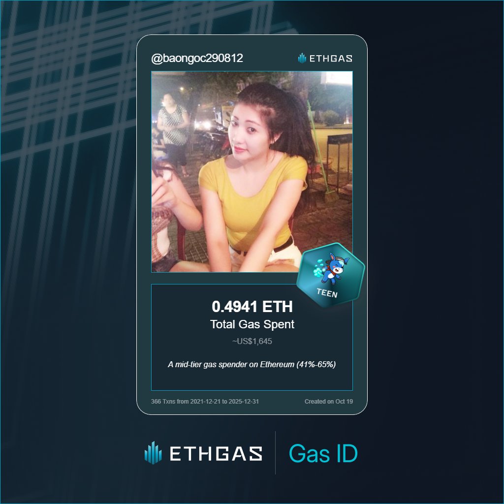 Discovered my Gas ID via ETHGas - turning my gas spend into rewards 🫘

As a Teen Jack, I've spent 0.4941 ETH on gas but earned 180 Beans back.

Get your Gas ID and Beans here: ethgas.com/community/gas-…