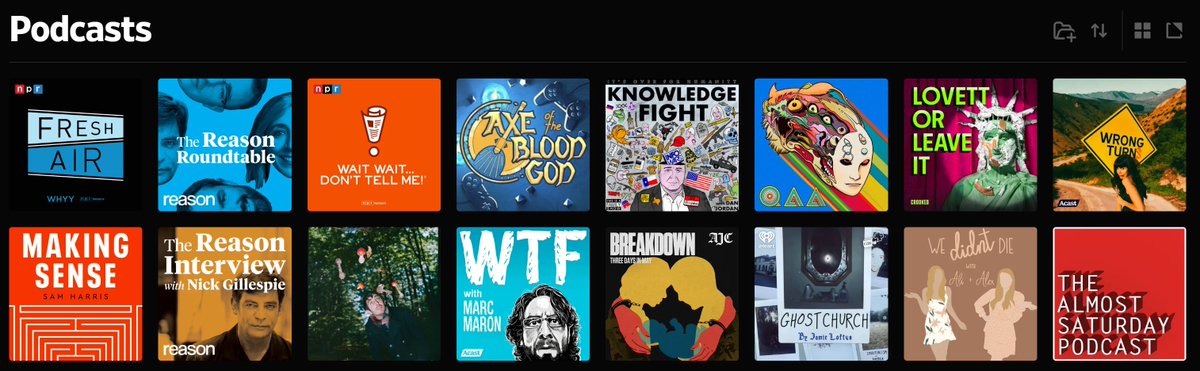 SLE3PR's tweet image. My OCD only allows for even numbered amounts of things, so with podcasts, which are also carefully curated, that means I can just have 16 that I subto. If you're on this list, I truly love you and listen to you often. Some of the old ones at the end are ppl I actually know :D