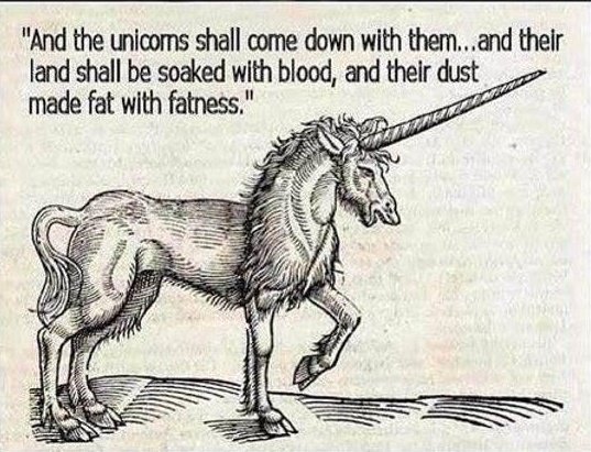 polysophical's tweet image. Unicorns are in the Bible so I do believe in them. Checkmate Atheist.