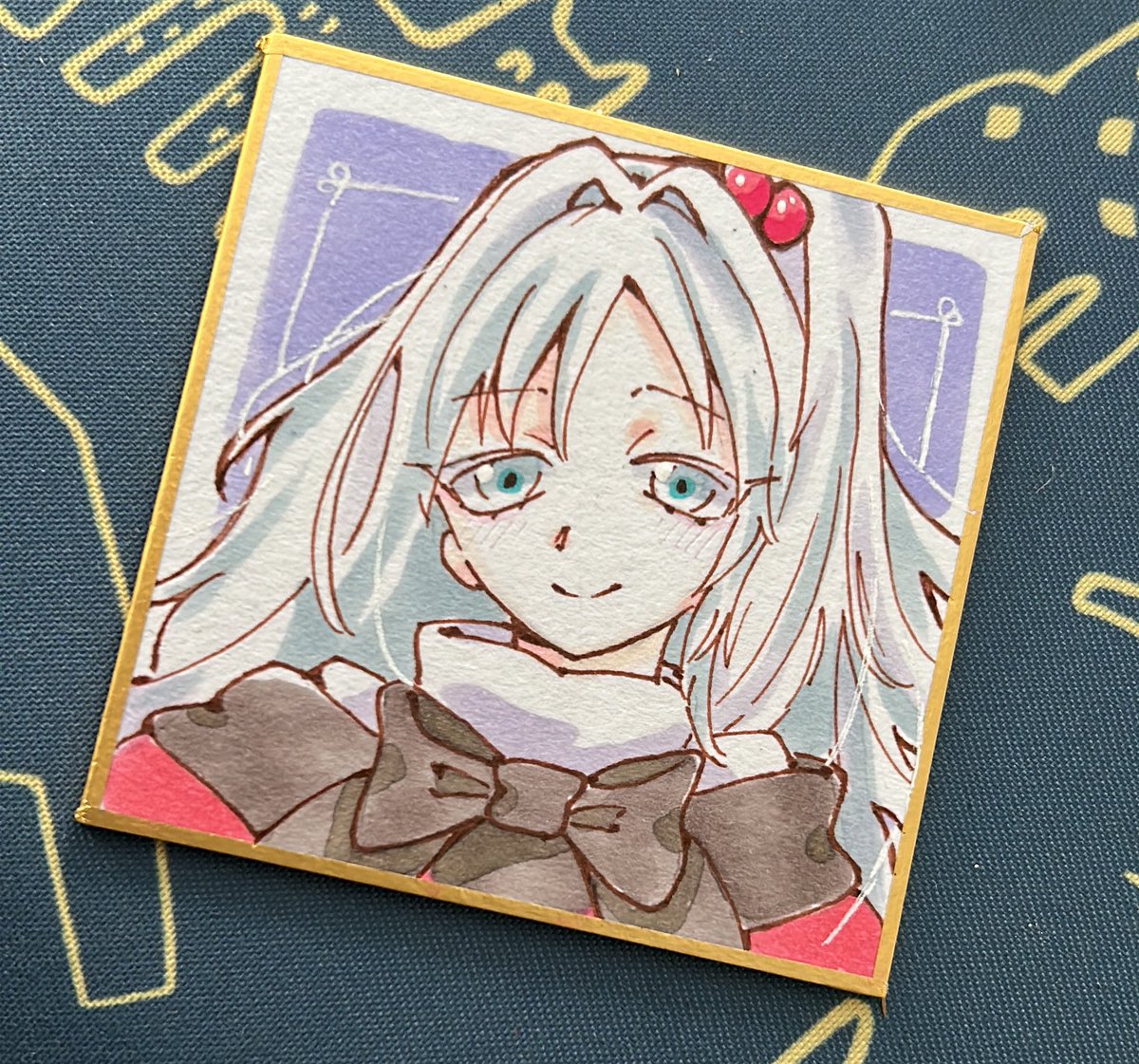 新年描き初めは100均豆色紙と対戦しました 引き分け 神綺様