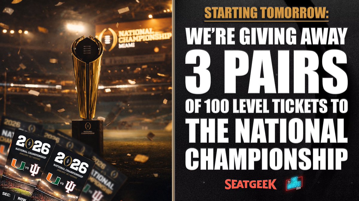 PatMcAfeeShow's tweet image. Be a friend, tell a friend..

SHAHTAHT @SeatGeek, the greatest ticket buying platform on planet Earth.. and… THE MOOOOON

Giving away 3 pairs of 100 Level tickets to the National Championship starting tomorrow.. a pair each day next 3 days.

Cheers.. and 

GO FOOTBALL