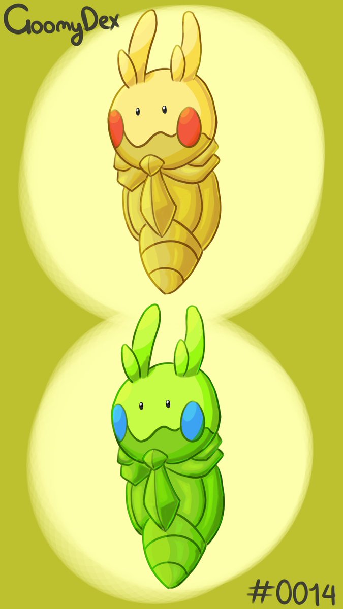 Day 14 of Daily Art. Kakuna mixed with Goomy for the GoomyDex. Still experimenting with colour/shading styles since I've been learning about it for the past couple days. I think I vibe with this style here.