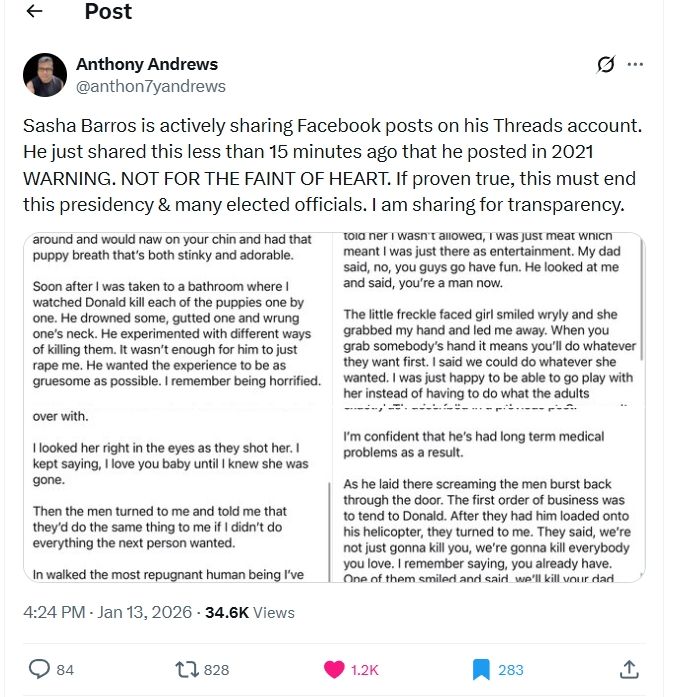 Here R some of #SashaBarros &amp; #SaschaRiley's accounts of #Felon47's (alleged) child rape &amp; other heinous exploits of them. CAUTION: Read at UR own risk. What was done to them by the felon was beyond VILE.
Sasha Barros: x.com/anthon7yandrew…
Sascha Riley:
x.com/MAGACult2/stat…