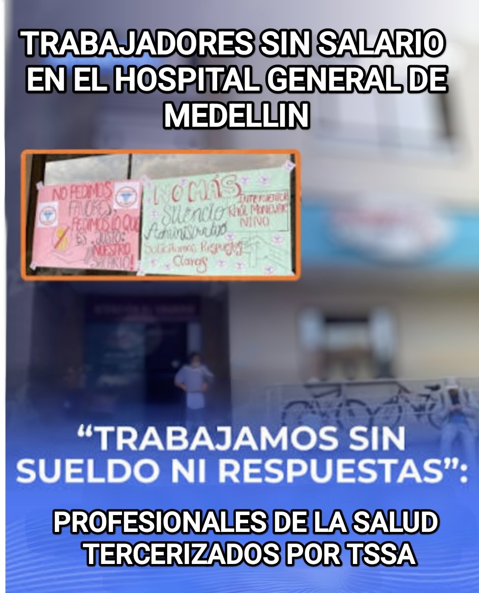 Pobre gente sin pago desde hace mes y medio
<a href="/AlcaldiadeMed/">Alcaldía de Medellín</a> <a href="/AlejoToroAnt/">Alejo TORO</a> <a href="/antamanece/">Antioquia Amanece</a> <a href="/BluRadioCo/">BluRadio Colombia</a> <a href="/BurchardtMeloFA/">Francisco Burchardt Melo</a> <a href="/CarlosAMontoyaC/">Carlos A Montoya C</a> <a href="/CGT_ADS/">@CGT_AUTONOMA</a> <a href="/danielduquev/">Daniel Duque V.</a> <a href="/DanielSamperO/">Daniel Samper Ospina</a> <a href="/davalho/">Daniel Carvalho</a> <a href="/elcolombiano/">El Colombiano</a> <a href="/ElkinIsazaCast/">Elkin Isaza</a> <a href="/miapelaez/">Martita (R)</a> <a href="/fecode/">fecode</a> <a href="/fesss2024/">FEDERACIÓN DEL SISTEMA DE SEGURIDAD SOCIAL FESSS</a> <a href="/gloria34168817/">gloria</a> <a href="/SintrairoosV/">SINTRAIROOS Sindicato Instituto Roosevelt</a>