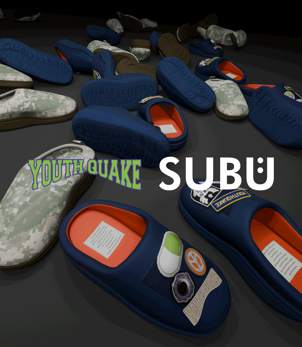 SUBU_tokyo's tweet photo. 【YouthQuake】東京を拠点とするクリエイティブコレクティブ「YouthQuake」とのコラボレーション。先行販売イベントを原宿"THE PLUG"で開催します。SUBUの名物催し"SUBU飛ばし"もYQ監修のスペシャル仕様で登場。詳細は↓https://t.co/mAc63jd4g3 https://t.co/fKztdHQxJc