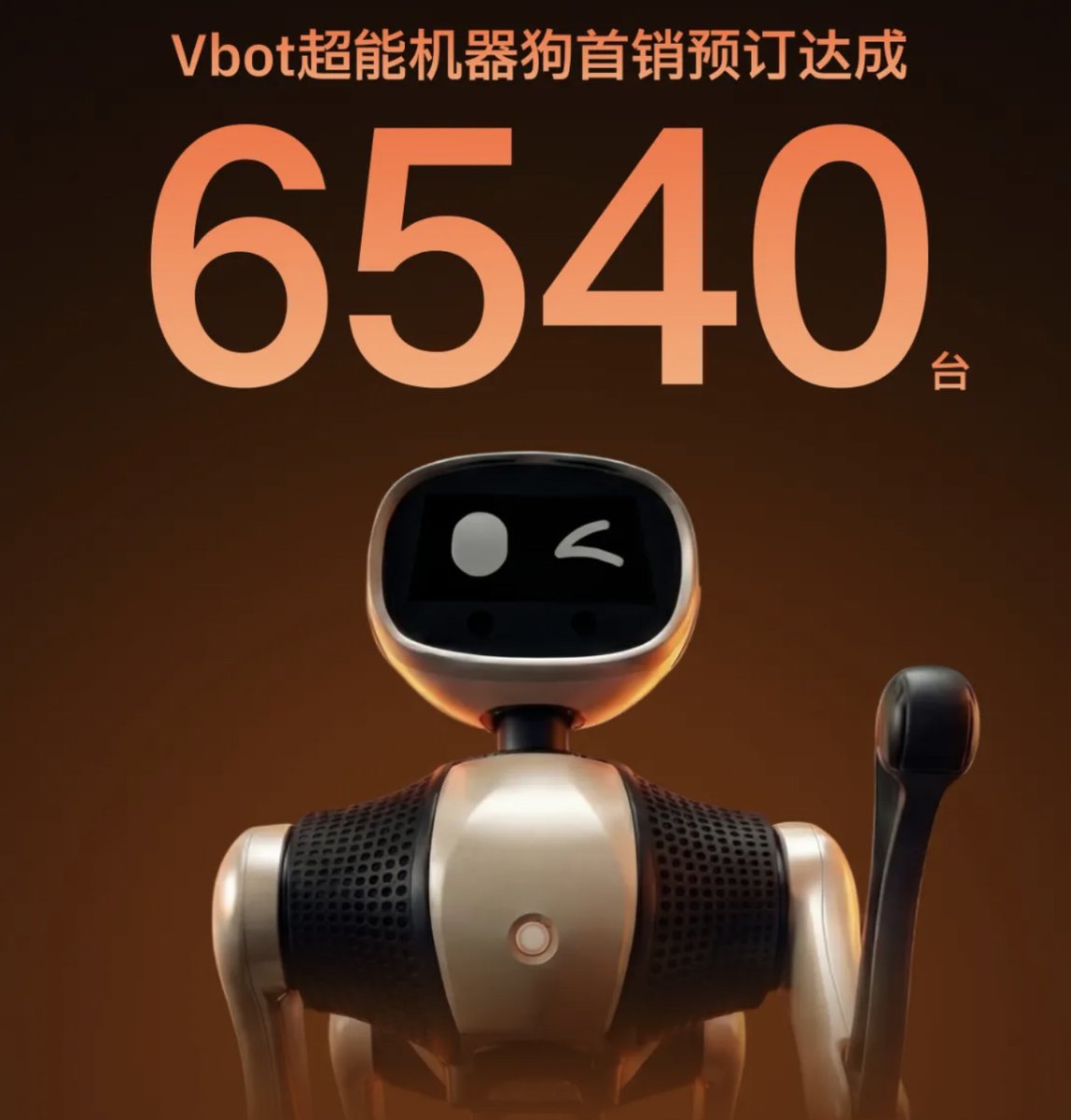 Vbot said it received 6,540 pre-orders for its upcoming robot dog Bobo, priced at 9,988 yuan ($1430), between December 23, 2025, and January 10, 2026, generating revenue of nearly 100 million yuan.Customers can apply for refund before securing the order, according to the company.